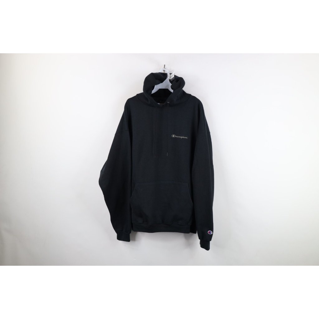 Vintage 90s Champion Mens Size Xl Faded Spell Out Hoodie Sweatshirt Black